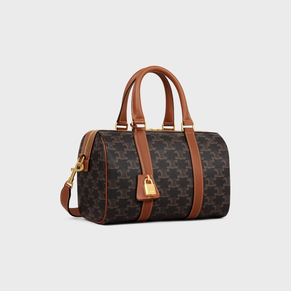 Celine Boston In Triomphe Canvas & Calfskin